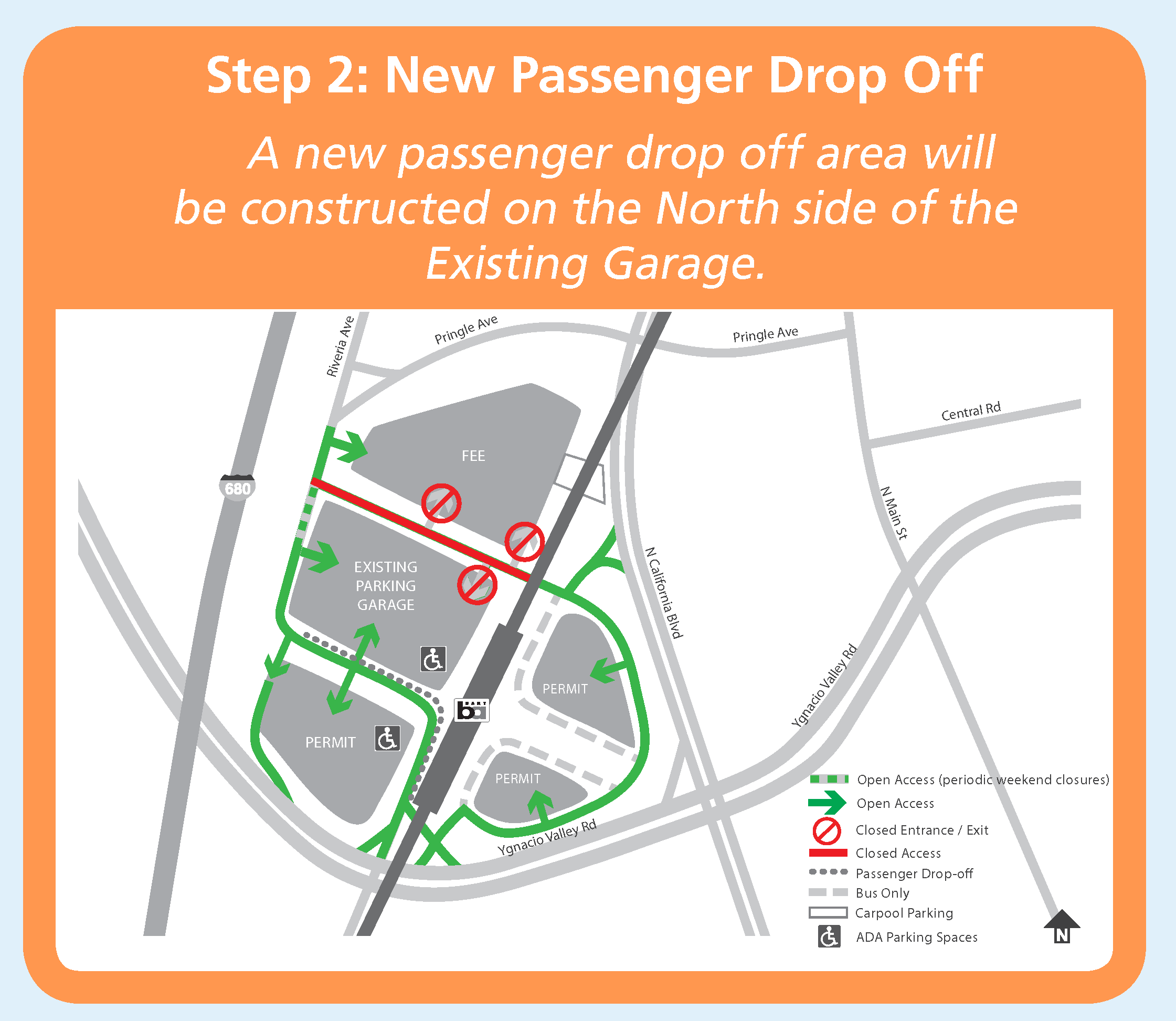 New passenger drop off construction at walnut creek station bay area